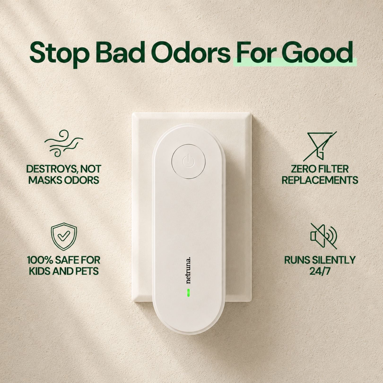 Filterless Ionic Odor Eliminator